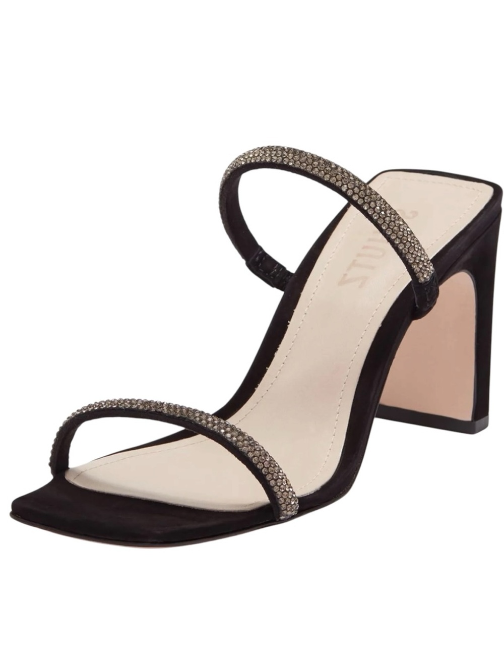 Schutz Rhinestones Salwa Square Toe Block Heel Slip On Sandal Women's Size 9B